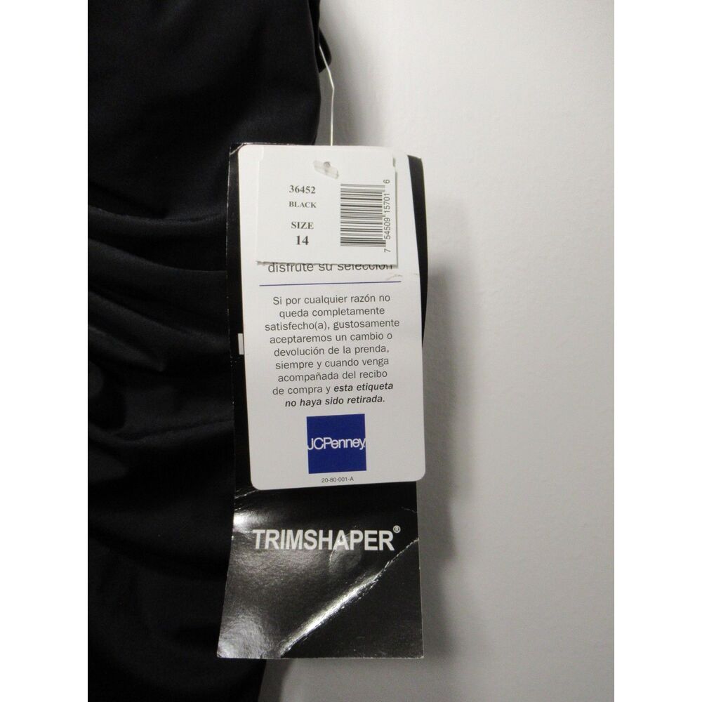 Trimshaper Swimsuit Black w/Purple & Silver Embellishment Size 14 NWT - Picture 3 of 7